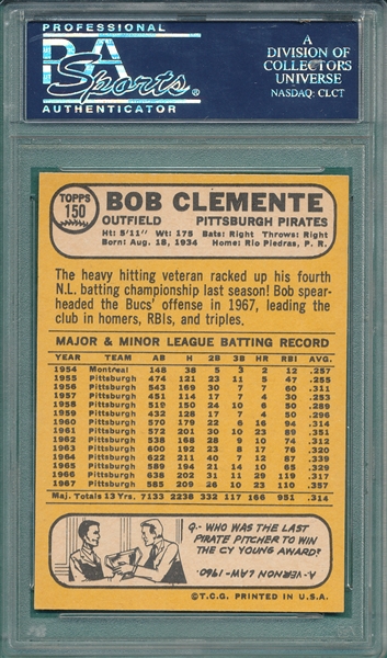 1968 Topps #150 Bob Clemente PSA 8