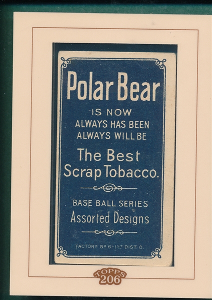 1909-1911 T206 Downey, Fielding, Polar Bear, Topps Buy Back