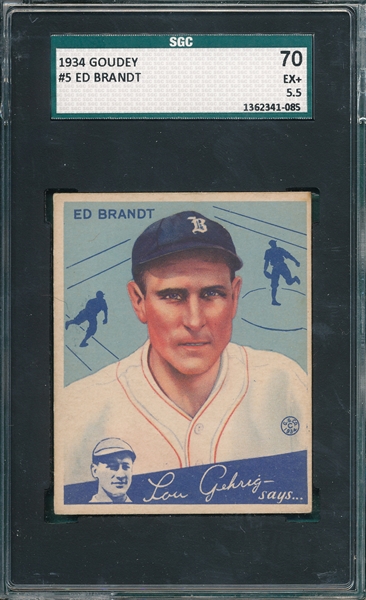 1934 Goudey #5 Ed Brandt SGC 70