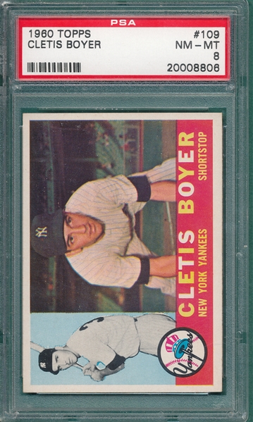 1960 Topps #109 Cletis Boyer PSA 8