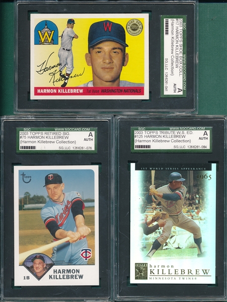 2003 Topps Harmon Killebrew Collection Lot of (3), SGC