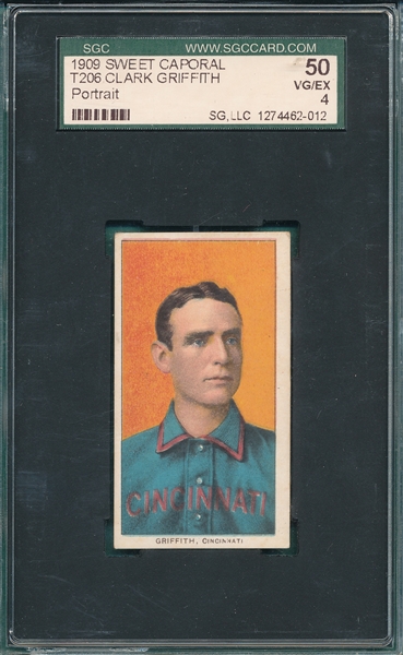 1909-1911 T206 Griffith, Portrait, Sweet Caporal Cigarettes SGC 50 *Factory 25*
