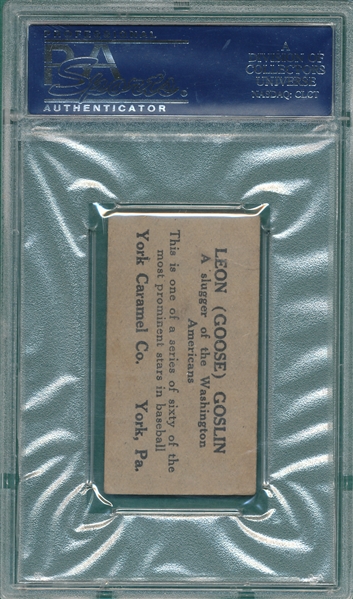 1927 E210-1 Goose Goslin York Caramels PSA 3