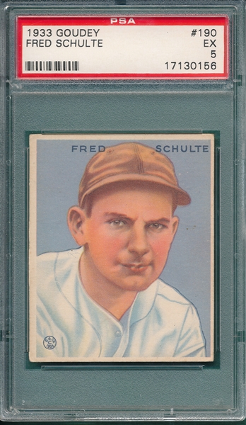 1933 Goudey #190 Fred Schulte PSA 5
