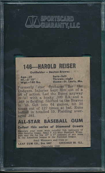 1948-49 Leaf #146 Harold Reiser SGC 60 *SP*