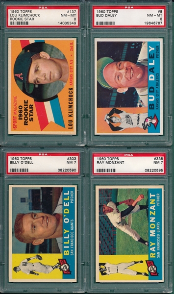1960 Topps Lot of (4) W/ #8 Daley PSA 8