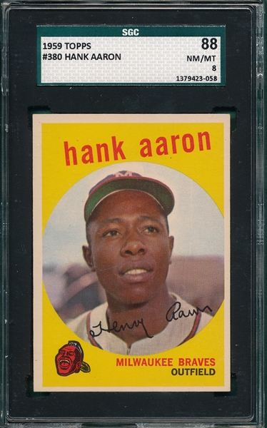 1959 Topps #380 Hank Aaron SGC 88