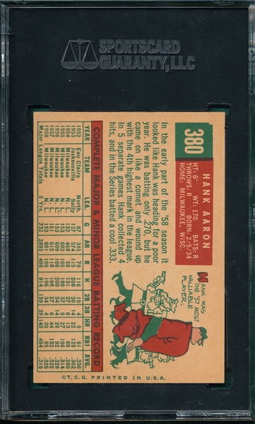 1959 Topps #380 Hank Aaron SGC 88