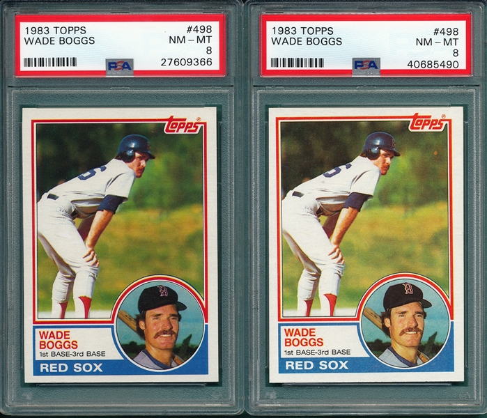 1983 Topps #498 Wade Boggs, Lot of (2), PSA 8 *Rookie*