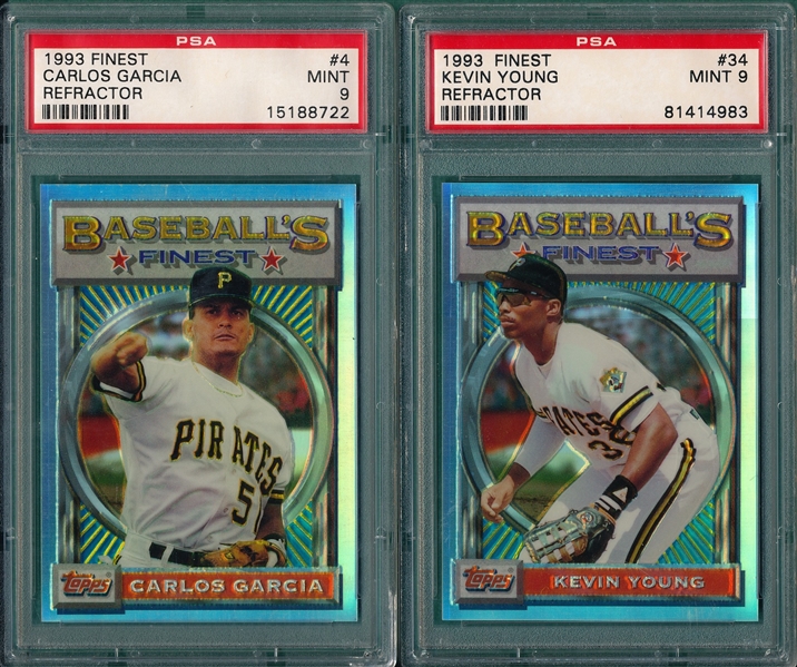 1993 Topps Finest #4 Garcia & #34 Young, Refractors, Lot of (2), PSA 9 *MINT*