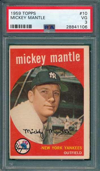 1959 Topps #10 Mickey Mantle PSA 3