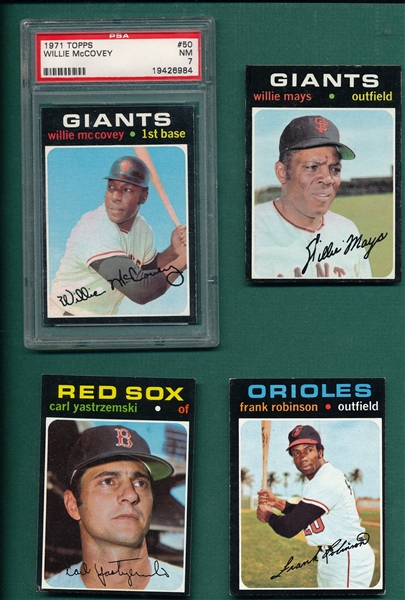 1971 Topps Lot of (4) HOFers W/ Mays & McCovey PSA 7