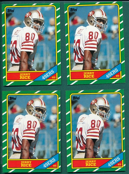 1986 Topps FB #161 Jerry Rice, Lot of (4), *Rookie*