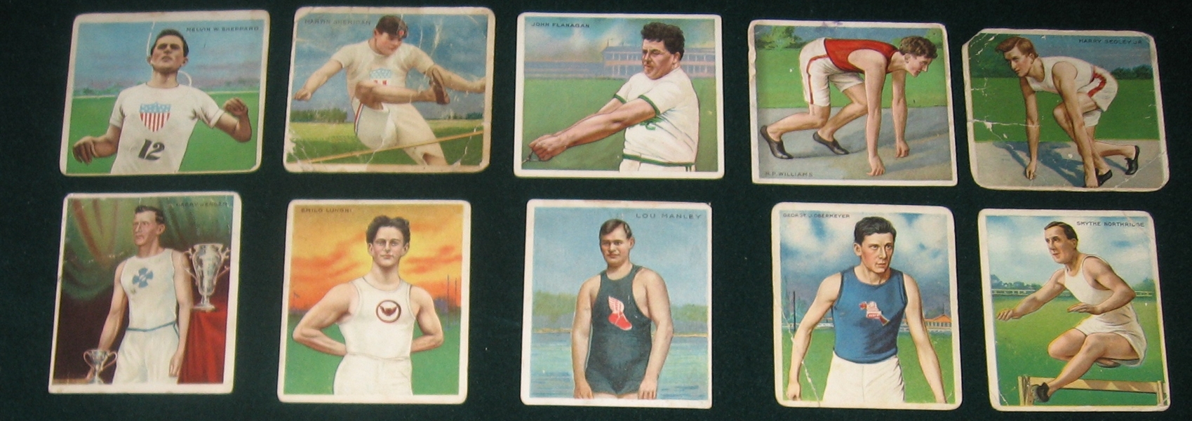 1910 T218 Champion Athlete & Prize Fighters, Hassan/Mecca Cigarettes, Lot of (10)