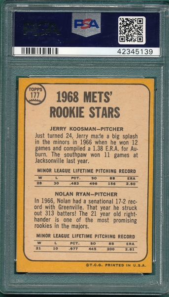 1968 Topps #177 Nolan Ryan PSA 4 *Rookie*