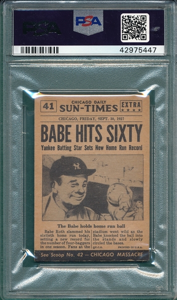 1954 Topps Scoop #41 Babe Ruth PSA 6