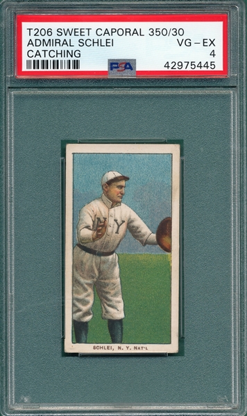 1909-1911 T206 Schlei, Catching, Sweet Caporal Cigarettes PSA 4