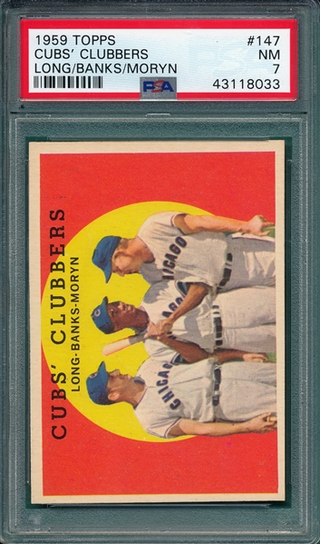 1959 Topps #147 Cubs Clubbers W/ Banks PSA 7