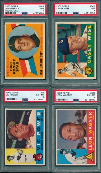 1960 Topps Lot of (6) W/ #164 Reds Team PSA 7