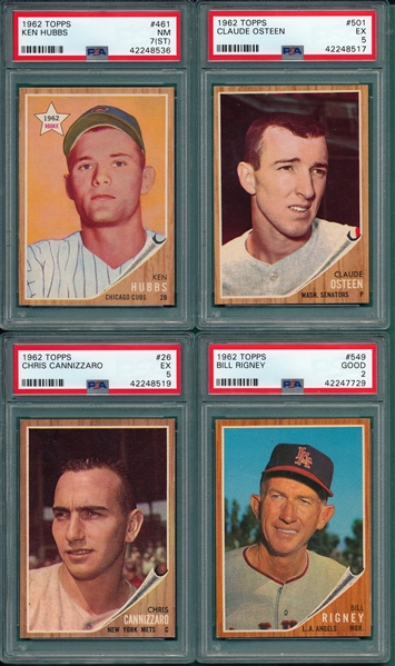 1962 Topps Lot of (6) W/ #141 Babe Ruth PSA