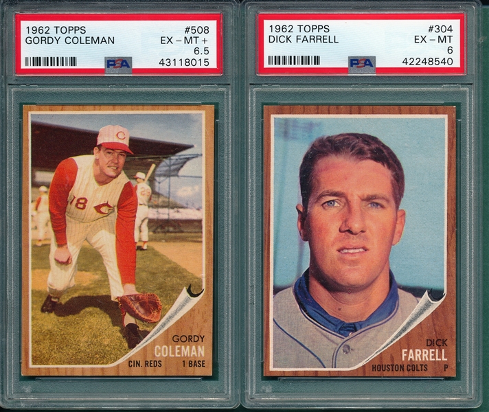 1962 Topps Lot of (5) W/ #508 Coleman PSA 6.5