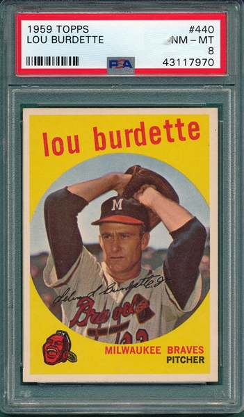 1959 Topps #440 Lou Burdette PSA 8