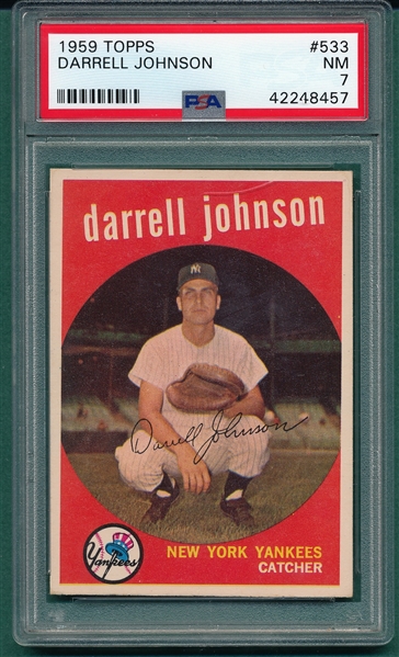 1959 Topps #533 Darrell Johnson PSA 7 *Hi #*
