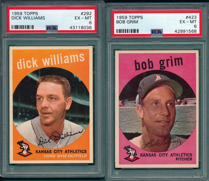 1959 Topps Lot of (5) W/ #292 Dick Williams PSA 6