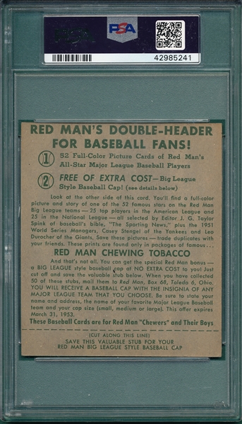 1952 Red Man Tobacco #21N Duke Snider PSA 6 *W/ Tab*