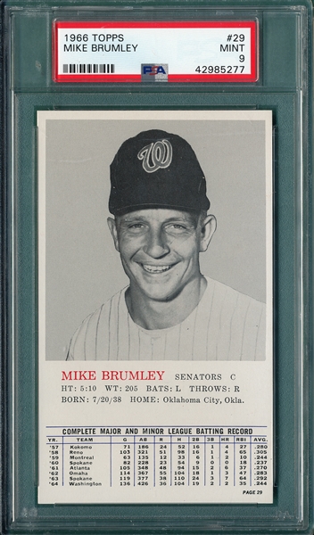 1964 Topps Rookie All-Star Banquet #29 Mike Brumley PSA 9 *MINT*