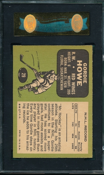 1970-71 Topps HCKY #29 Gordie Howe SGC 92