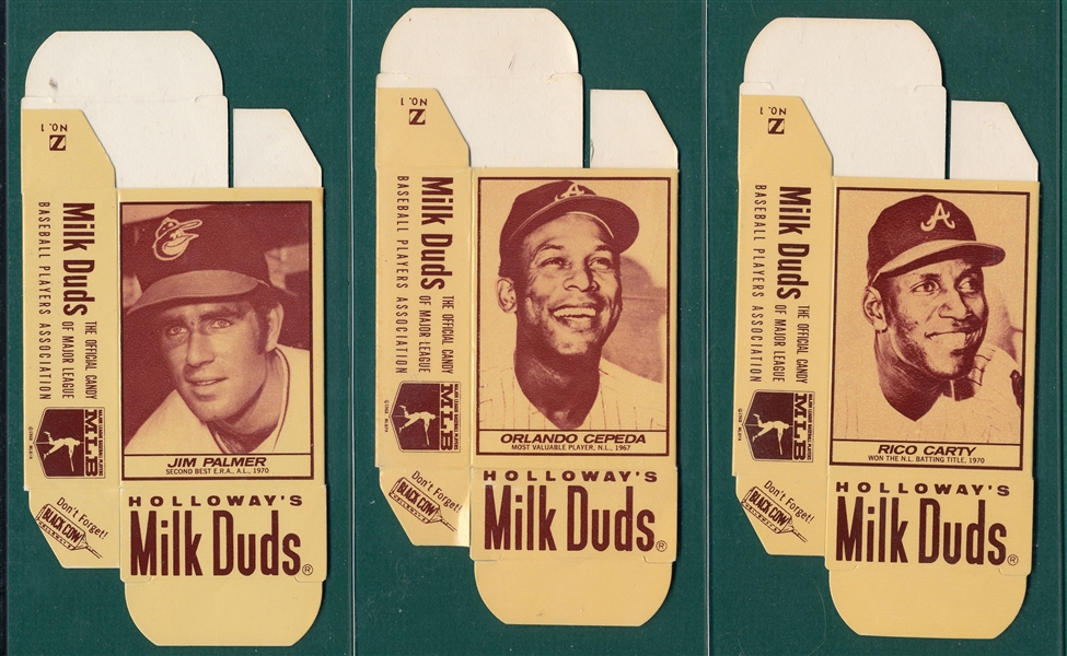 1971 Milk Duds Lot of (9) Complete Boxes W/ Cepeda & Palmer