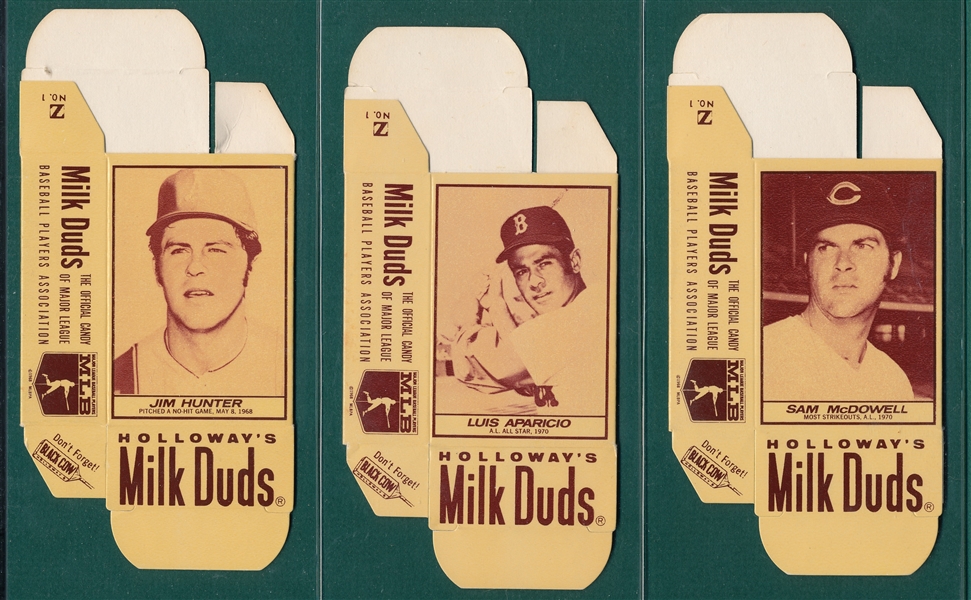 1971 Milk Duds Lot of (9) Complete Boxes W/ Aparicio & Hunter