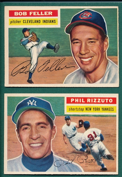 1956 Topps #113 Rizzuto & #200 Feller, Lot of (2)