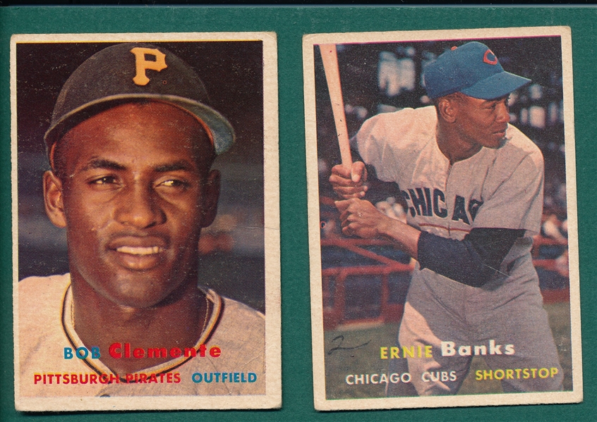 1957 Topps #35 Banks & #76 Clemente, Lot of (2)