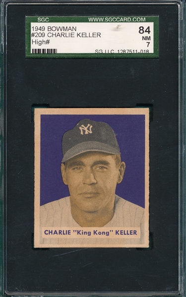 1949 Bowman #209 Charlie Keller SGC 84 *HI #*