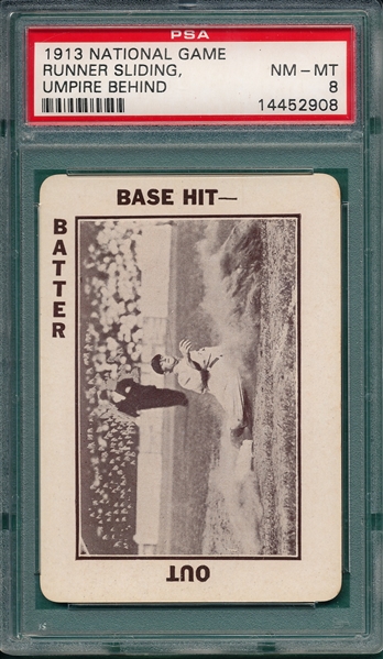 1913 National Game Runner Sliding, Umpire Behind, PSA 8