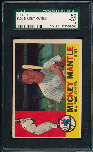1960 Topps #350 Mickey Mantle SGC 50