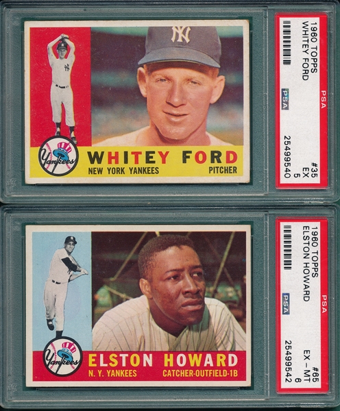 1960 Topps #35 Ford & #65 Elston Howard, Lot of (2) PSA