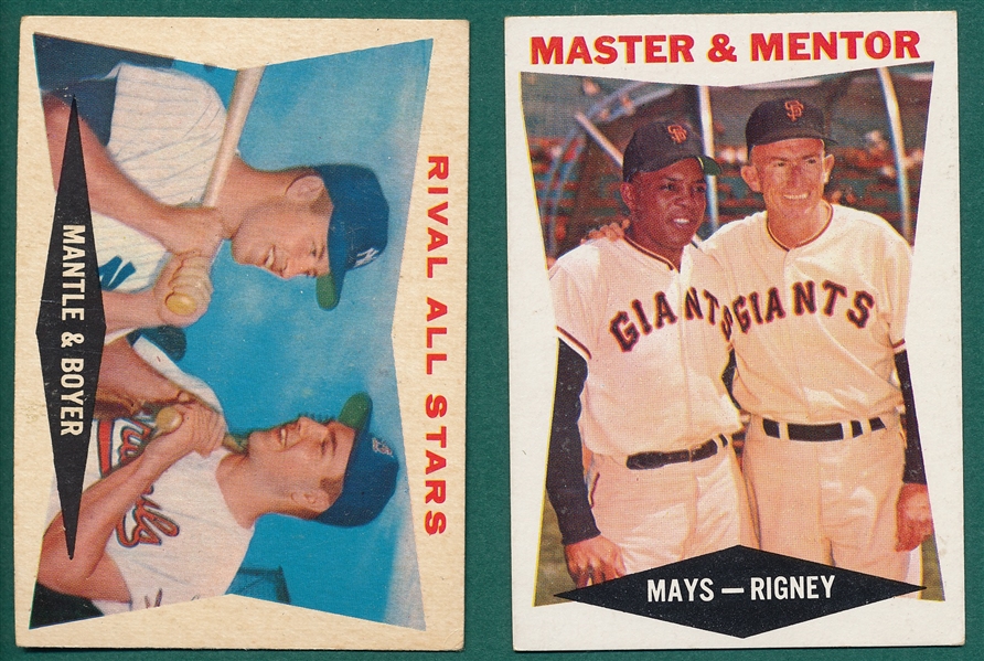 1960 Topps #7 W/ Mays & #160 W/ Mantle, Lot of (2) 