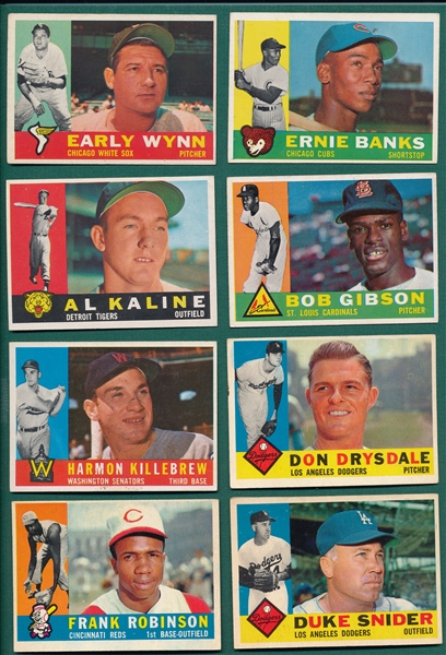 1960 Topps Lot of (8) Hall of Famers W/ #493 Snider