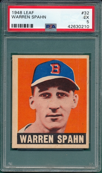 1948 Leaf #32 Warren Spahn PSA 5 *Rookie*