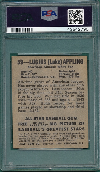 1948 Leaf #59 Lucius Appling PSA 6