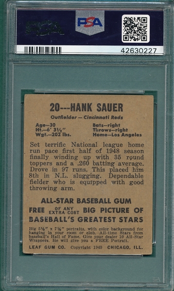 1948 Leaf #20 Hank Sauer PSA 3.5 *SP*
