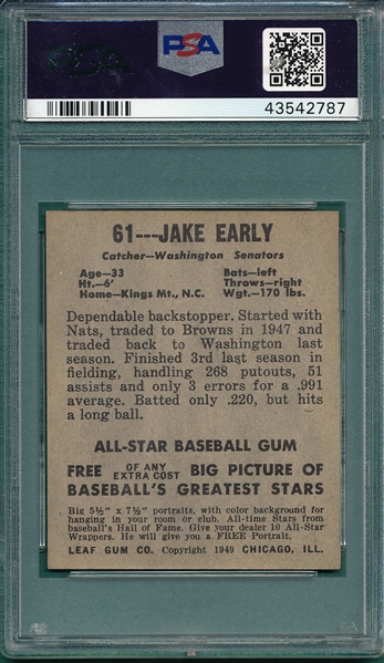 1948 Leaf #61 Jake Early PSA 7