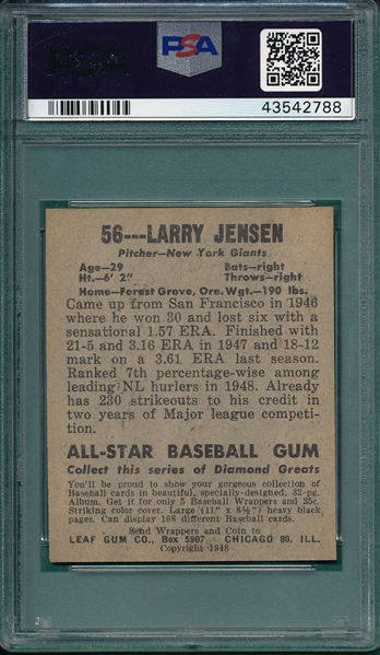 1948 Leaf #56 Larry Jansen PSA 7