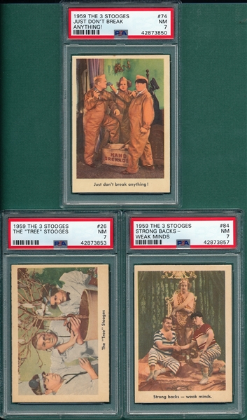 1959 The 3 Stooges #26, #74 & #84, Lot of (3), PSA 7