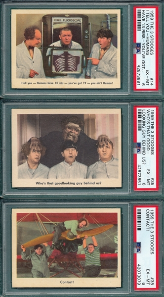 1959 The 3 Stooges Lot of (5) PSA