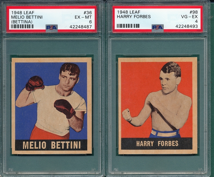 1948 Leaf Boxing #36 Bettini & #98 Forbes, Lot of (2) PSA