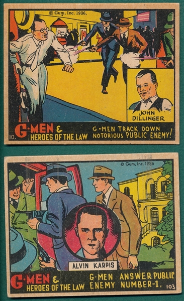 1936 G-Men & Heroes of the Law, Gum, Inc., (2) Card Lot